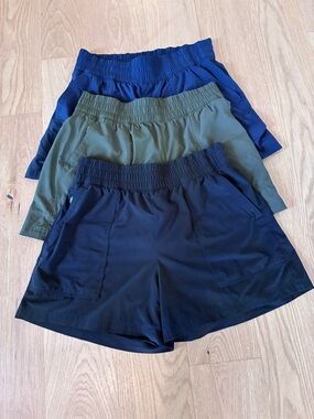 Athleta Wayfind Women's Athletic Shorts Trio - Black, Olive, Navy